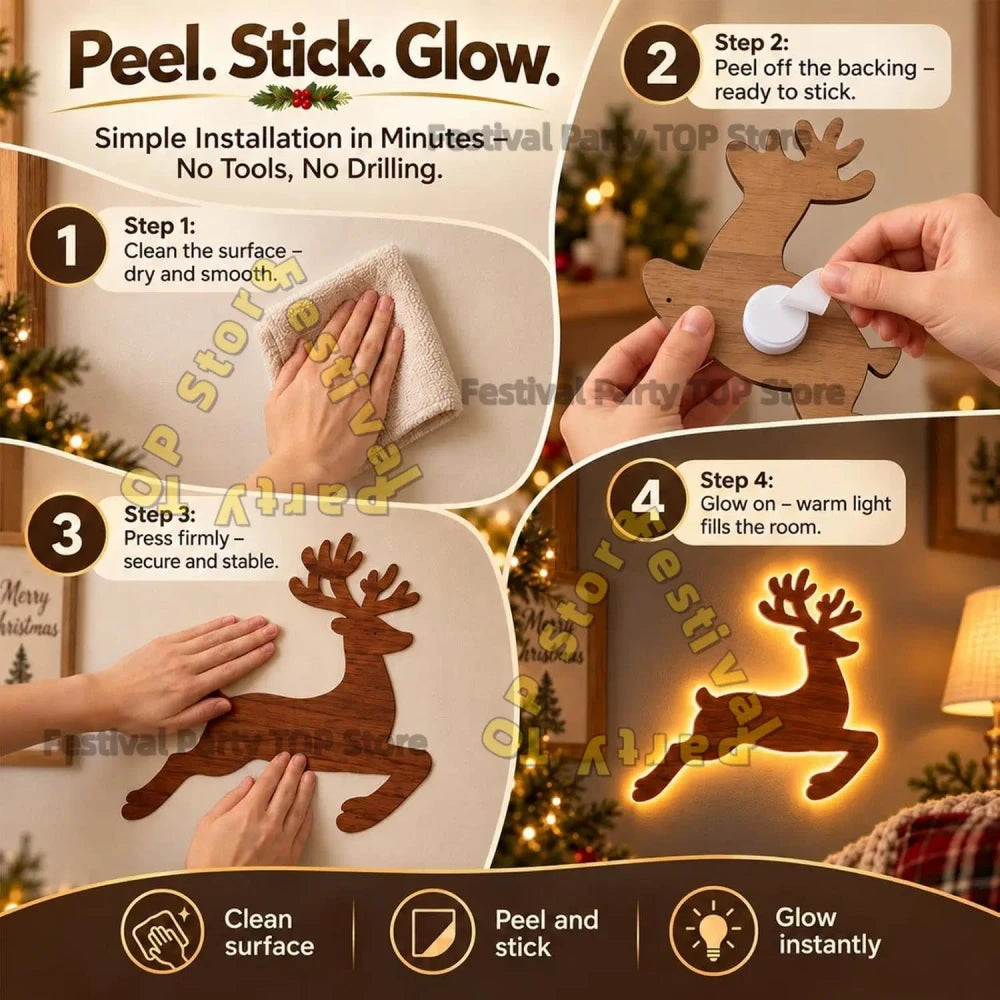 LED Glowing Reindeer Wall Sticker