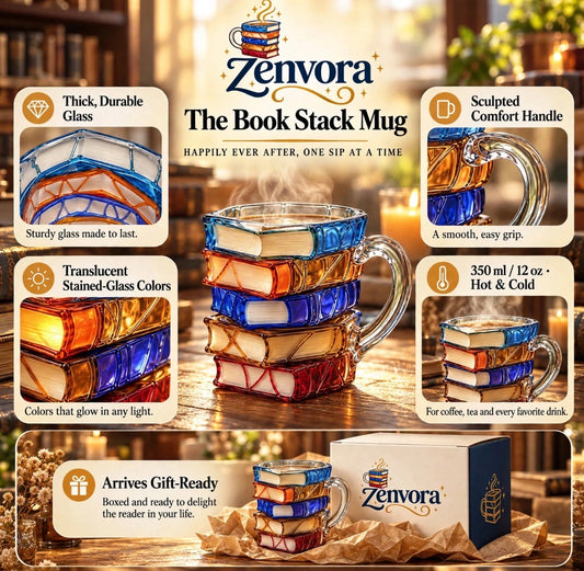 Literary Charm 3D Book Glass Mug