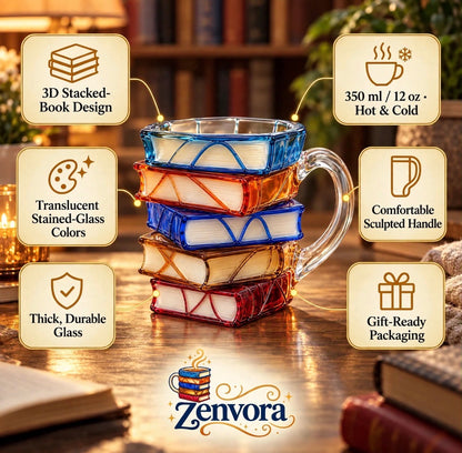 Literary Charm 3D Book Glass Mug