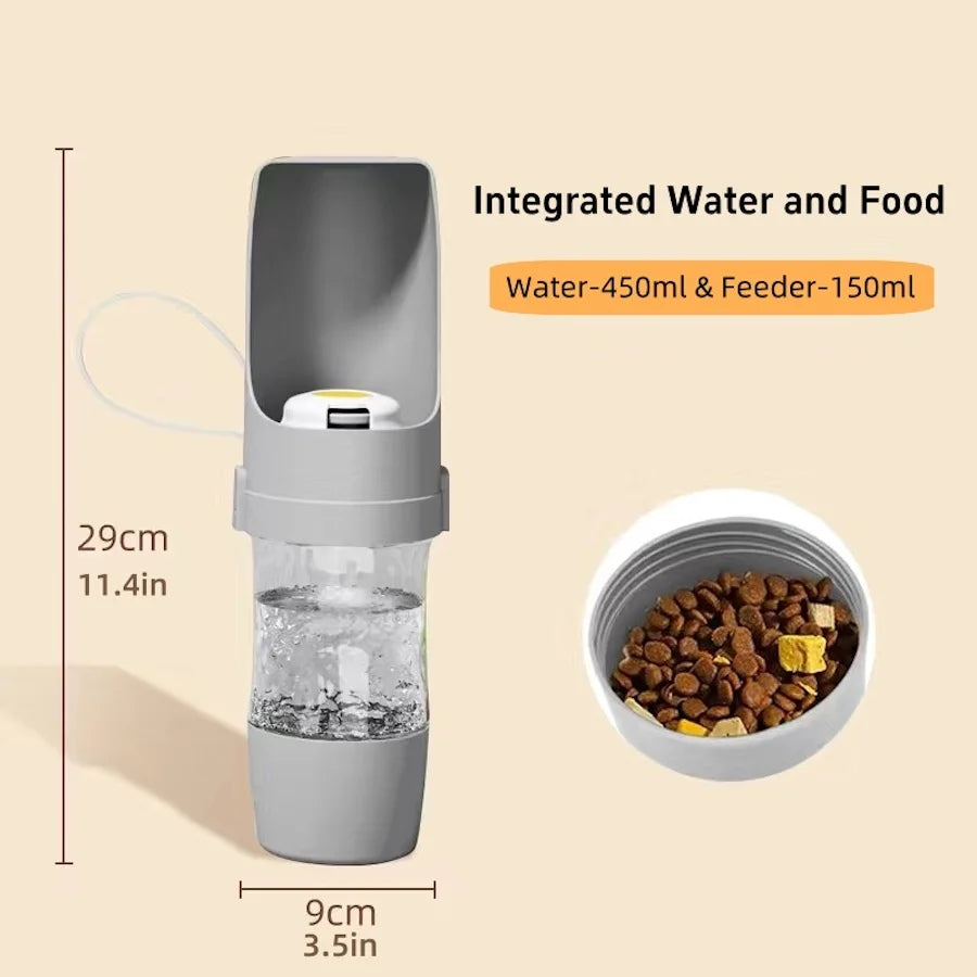 Portable Dog Water Bottle With Food Storage 500 ml